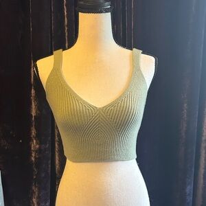 JCrew Light Green Ribbed Cashmere Knit Crop Top/Bralette XS
